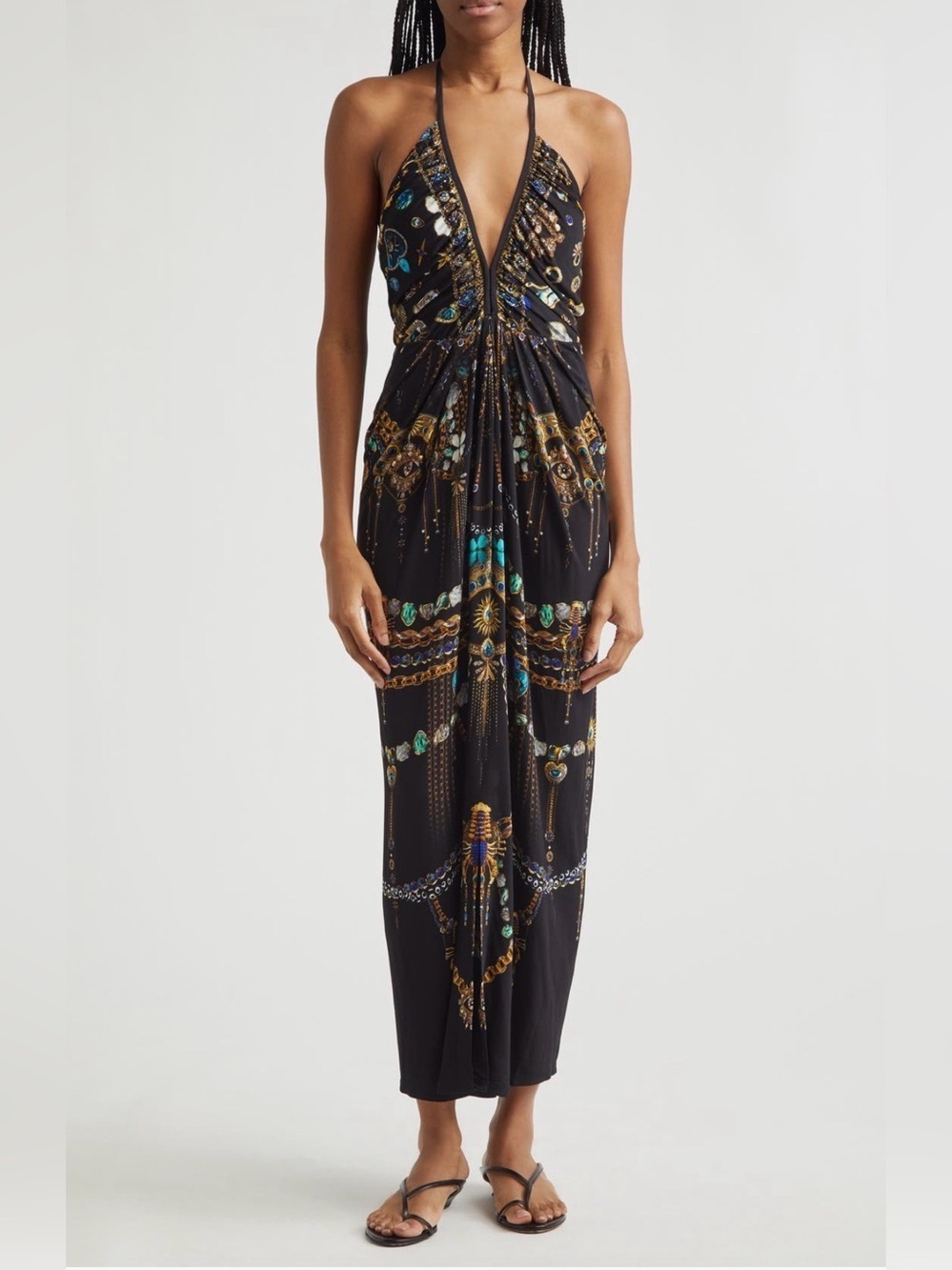 Camilla Amulets & Alchemy Print Gathered Jersey Halter Neck Dress Sz M  $650 NWT - Picture 7 of 13